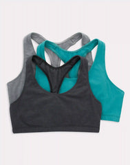 Hanes Women's Cotton Racerback Sports Bralette, Low Impact, 3-Pack
