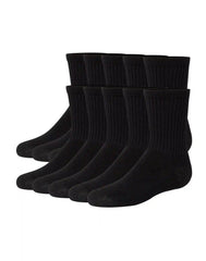 Hanes Boy's Uniform Crew Socks Pack, 10-Pack, Moisture-Wicking, Cushioned