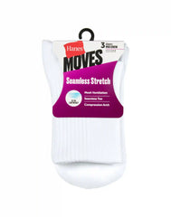 Hanes Moves Women’s Seamless Stretch Mid Crew Socks, 3 Pairs
