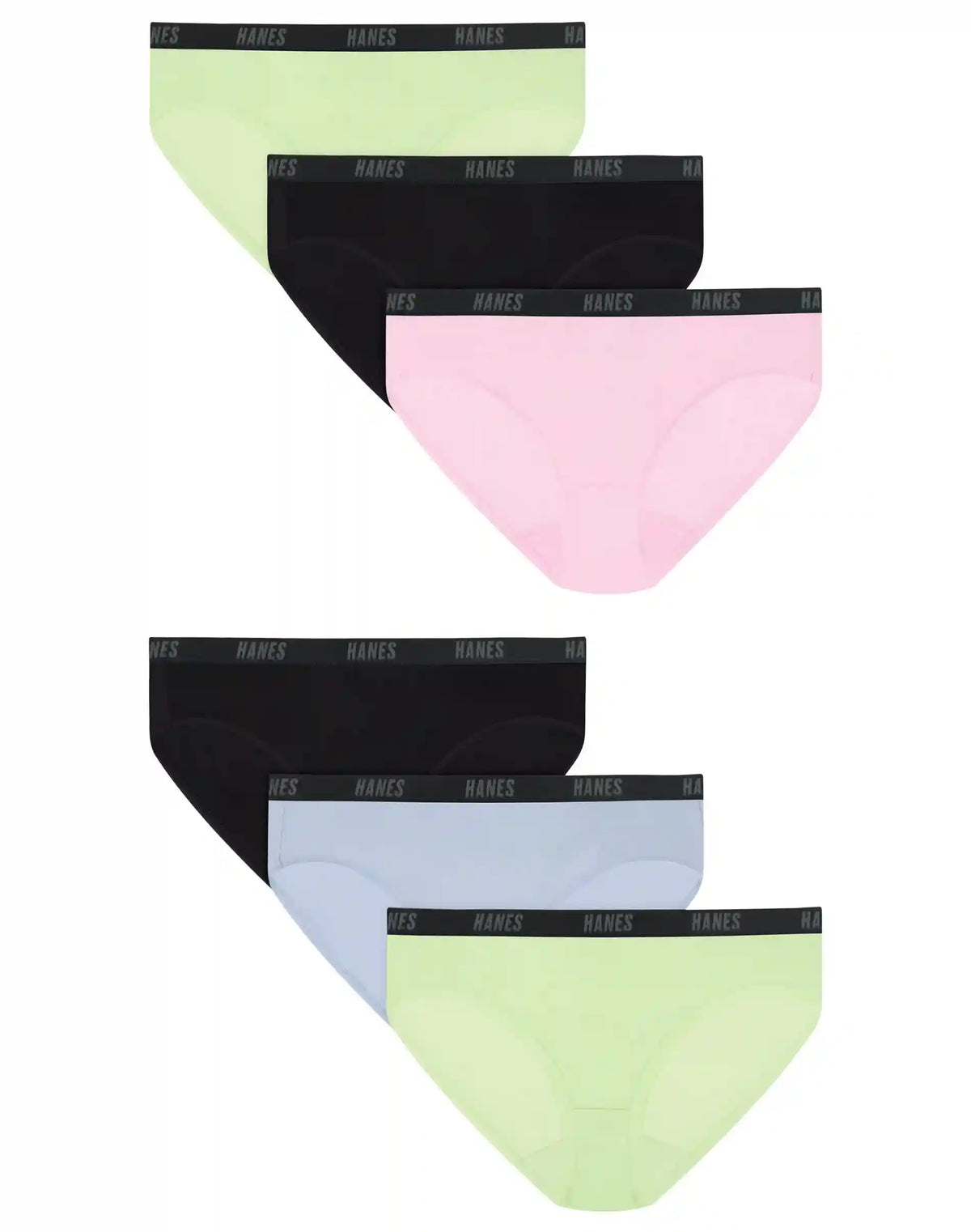 Hanes Moves Girls' Underwear Bikinis Pack, 6-Pack, Lightweight
