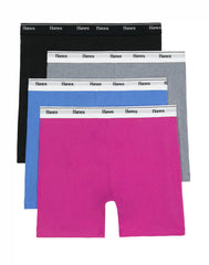 Hanes Originals Women's Mid-Thigh Boxer Brief Underwear, Breathable Stretch Cotton, 4-Pack