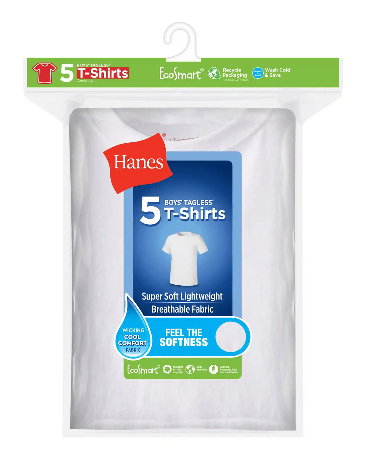 Hanes Boys' Crewneck Undershirt, 5-Pack