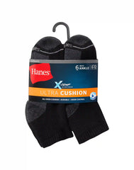 Hanes Ultimate Men's Ultra Cushion Ankle Socks, 6-Pairs