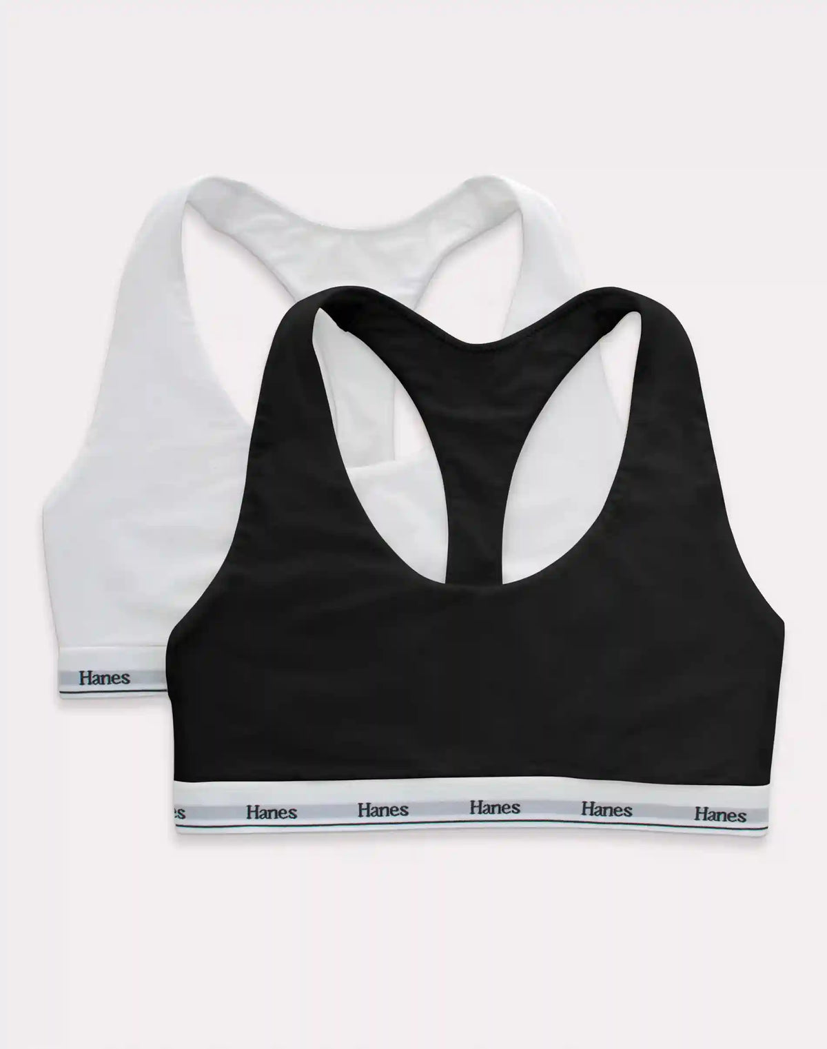 Hanes Originals Racerback Bralette, Breathable Stretch Cotton, 2-Pack