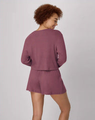 Hanes Women's Rib Crop Long Sleeve & Sleep Short Set