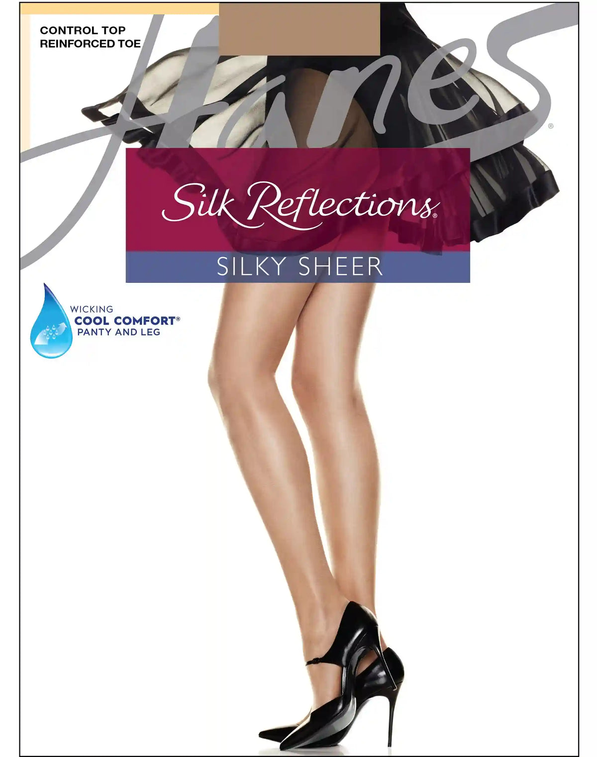 Hanes Silk Reflections Sheer Pantyhose with Control Top, Reinforced Toe, 6-Pack