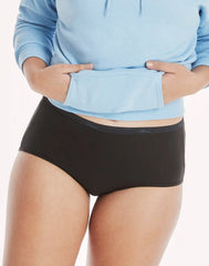 Hanes Women's Breathable Cotton Brief Underwear, Black, 10-Pack