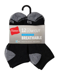 Hanes Active Men's Low-Cut Socks Pack, 12-Pack, X-Temp, Fresh IQ Odor Guard