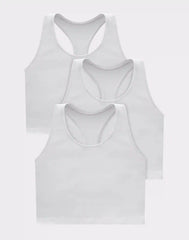 Hanes Originals Women's Racerback Crop Tank Top with Built-In Bra, 3-Pack