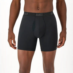 Hanes Moves Total Support Pouch Men’s Boxer Brief Underwear, 3 Pairs, Black, 6"
