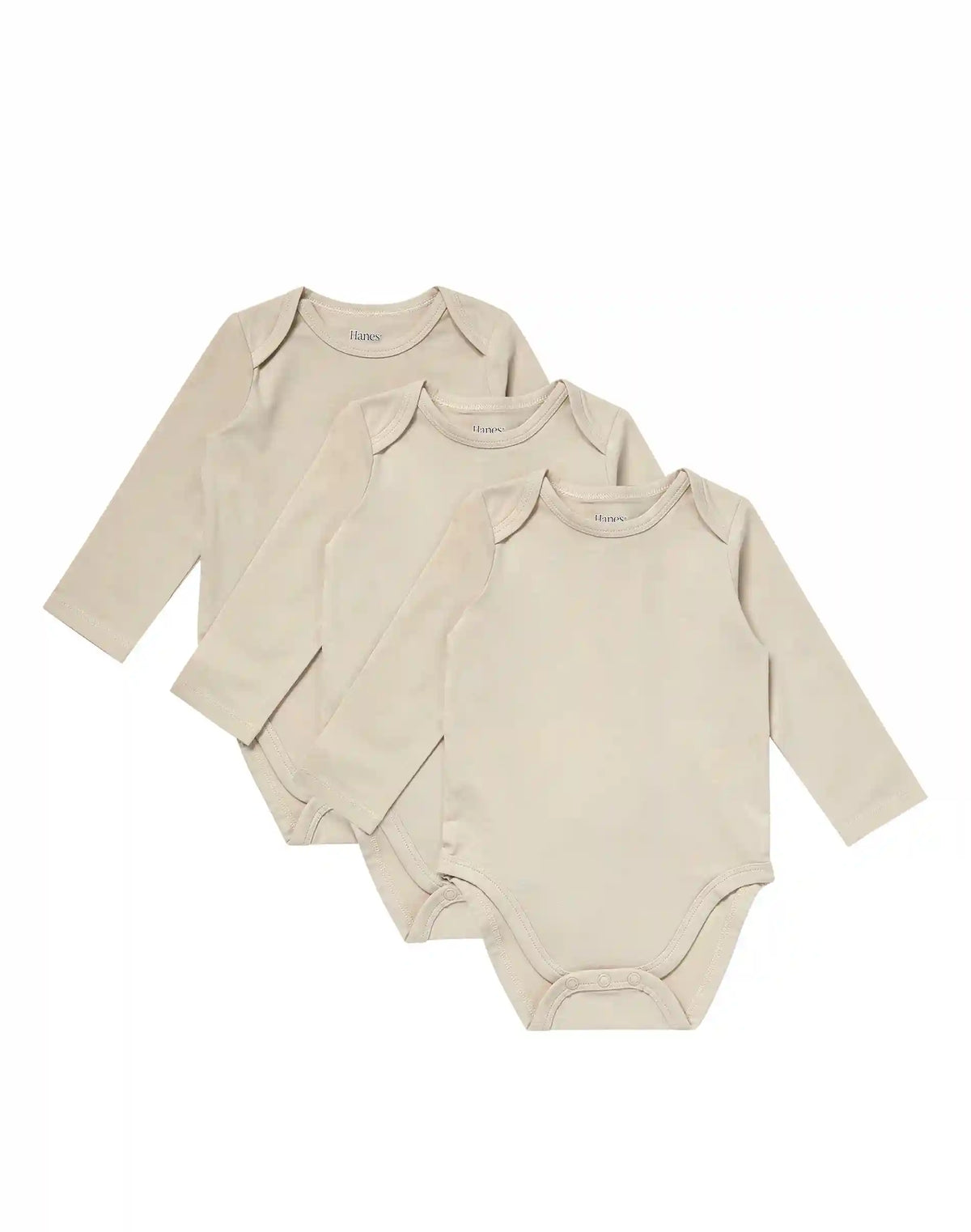 Hanes Pure Comfort Baby Long Sleeve Bodysuits, Organic Cotton, Boys & Girls, 3-Pack