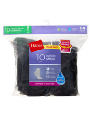 Hanes Women's Athletic Ankle Socks, Full Sole Cushion, 10-Pairs