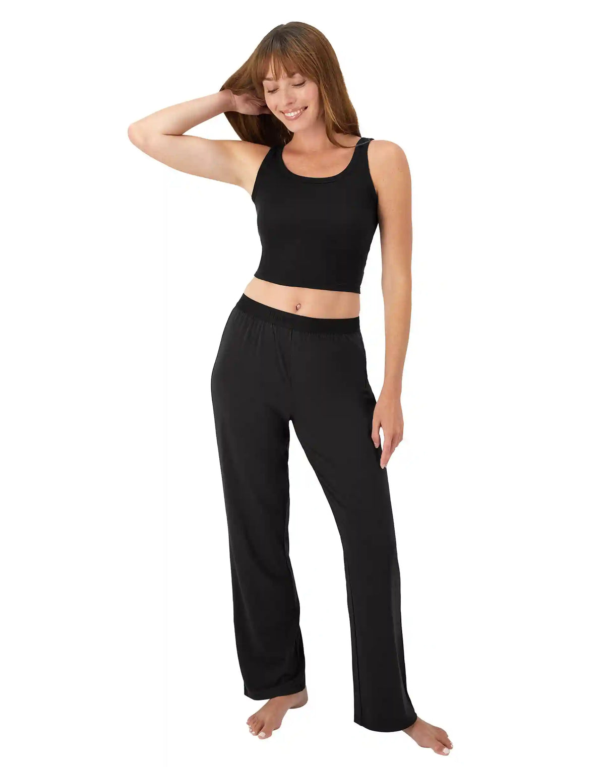 Hanes Comfywear Women's Loungewear Set, 2-Piece SuperSoft Rib Crop Tank & Lounge Pant Set