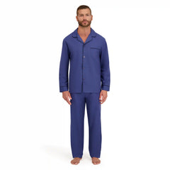 Hanes Men’s Pajama Set, Notch Collar, Woven Cotton Blend
