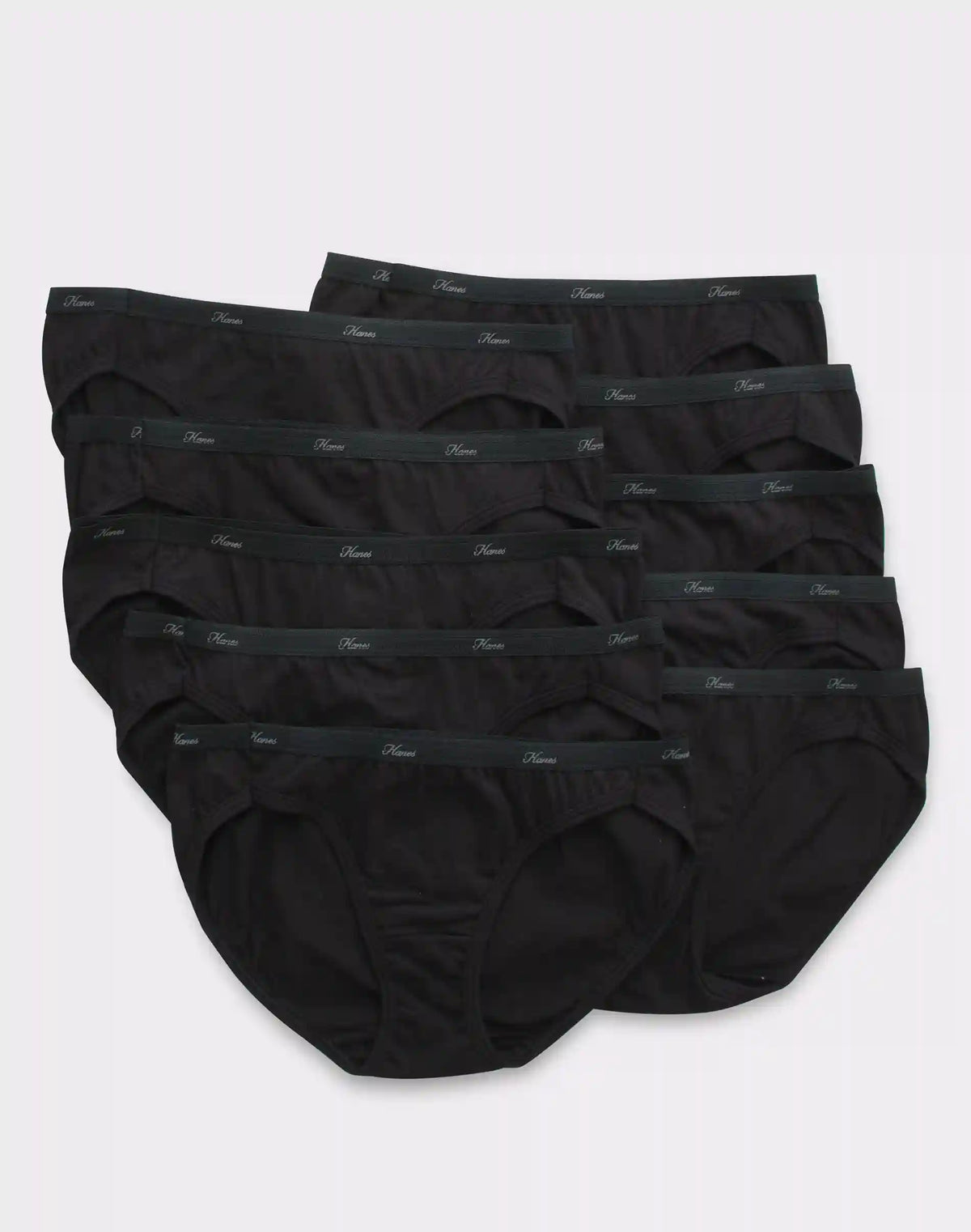 Hanes Women's Breathable Cotton Bikini Underwear, Black, 10-Pack