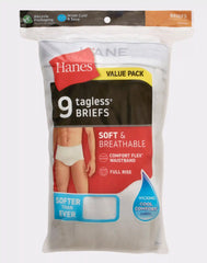Hanes Men's White Cotton Brief Underwear, 9-Pack