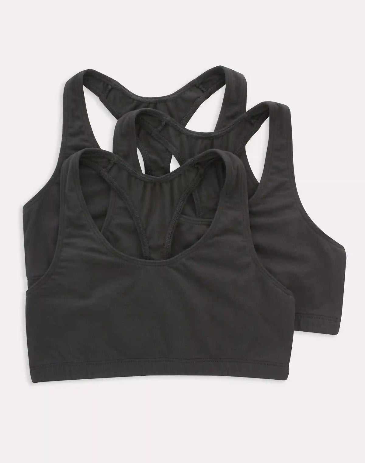 Hanes Women's Cotton Racerback Sports Bralette, Low Impact, 3-Pack