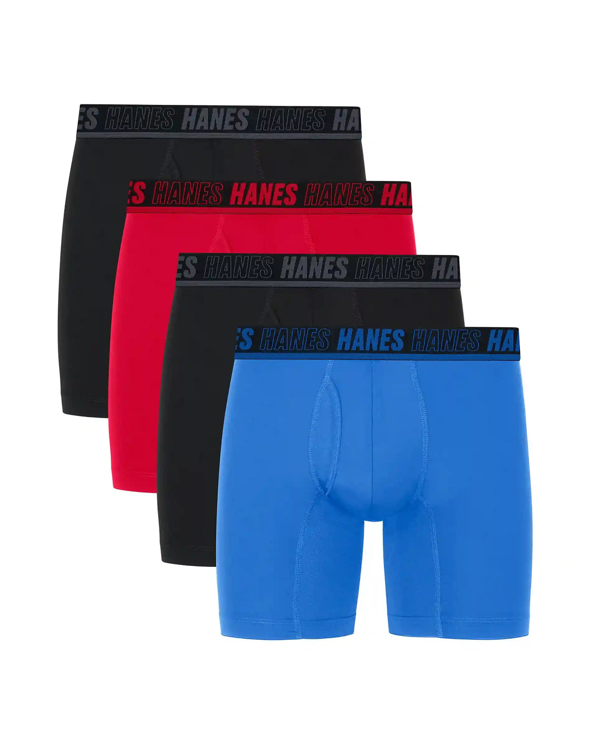 Hanes Moves Ultimate Men’s Anti-Chafe Boxer Brief Underwear, X-Temp, Assorted, 4-Pack, 6"