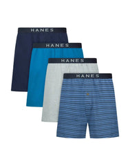Hanes Ultimate Underwear Boxers Pack - 4-Pack - ComfortSoft Cotton Knit Boxers - Moisture-Wicking