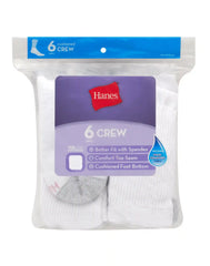 Hanes Women's Crew Socks, Moisture-Wicking, Extended Sizes 8-12, 6-Pairs