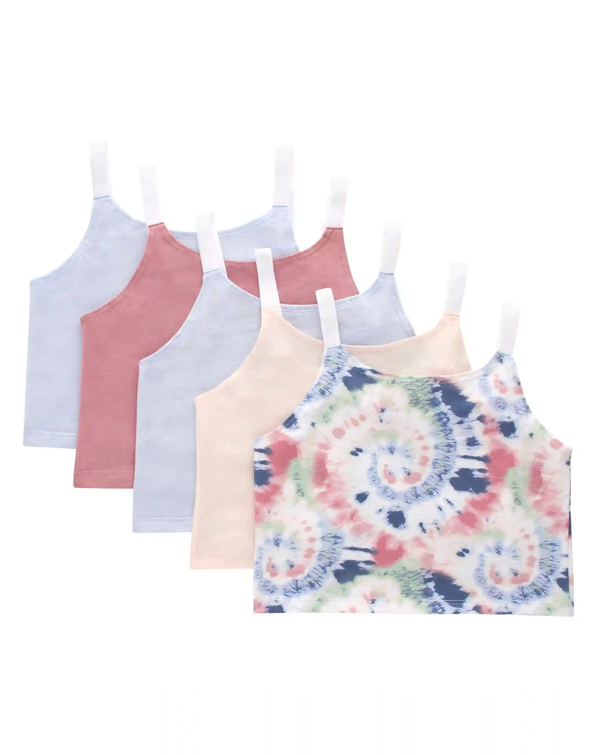 Hanes Originals Girls' Underwear Crop Cami Pack, Blush & Assorted, 5-Pack