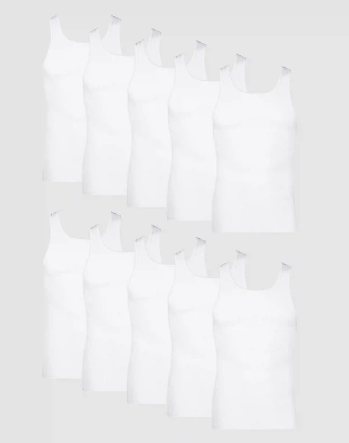 Hanes Men's Cotton Tank Undershirt, Moisture-Wicking, White, 10-Pack