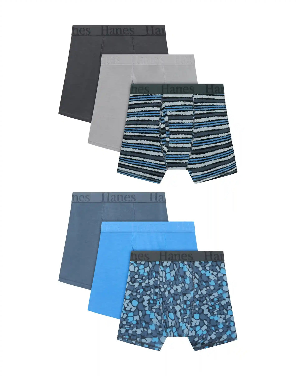Hanes Originals SuperSoft Boys' Underwear Boxer Brief Pack, 6-Pack, Moisture Wicking, Theme Pack