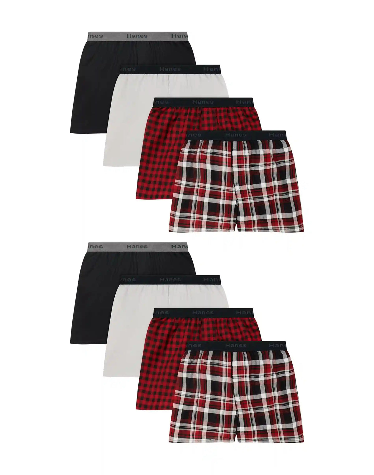 Hanes Boys' Underwear Boxers Pack, 8-Pack, Moisture-Wicking Cotton Blend