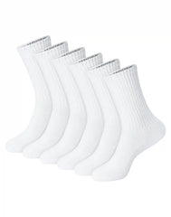 Hanes Unisex Plain White Socks Pack, 6 Pairs, Crew Socks