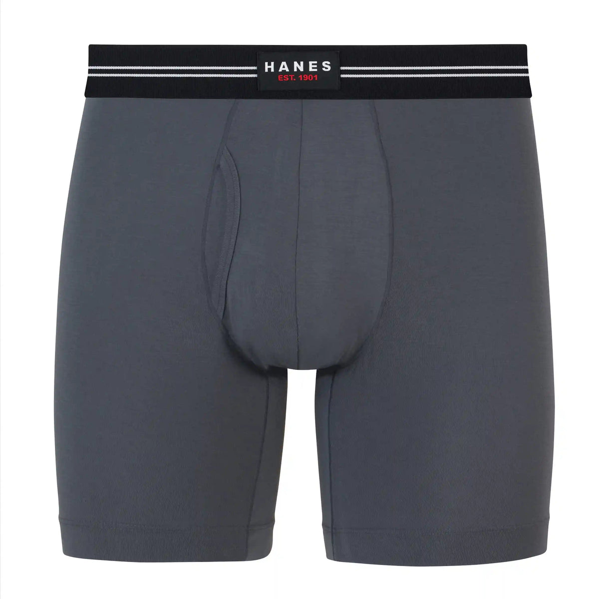 Hanes Perfect Flex Men's Boxer Brief Underwear, Lightweight & Breathable, Grey, 1-Pack