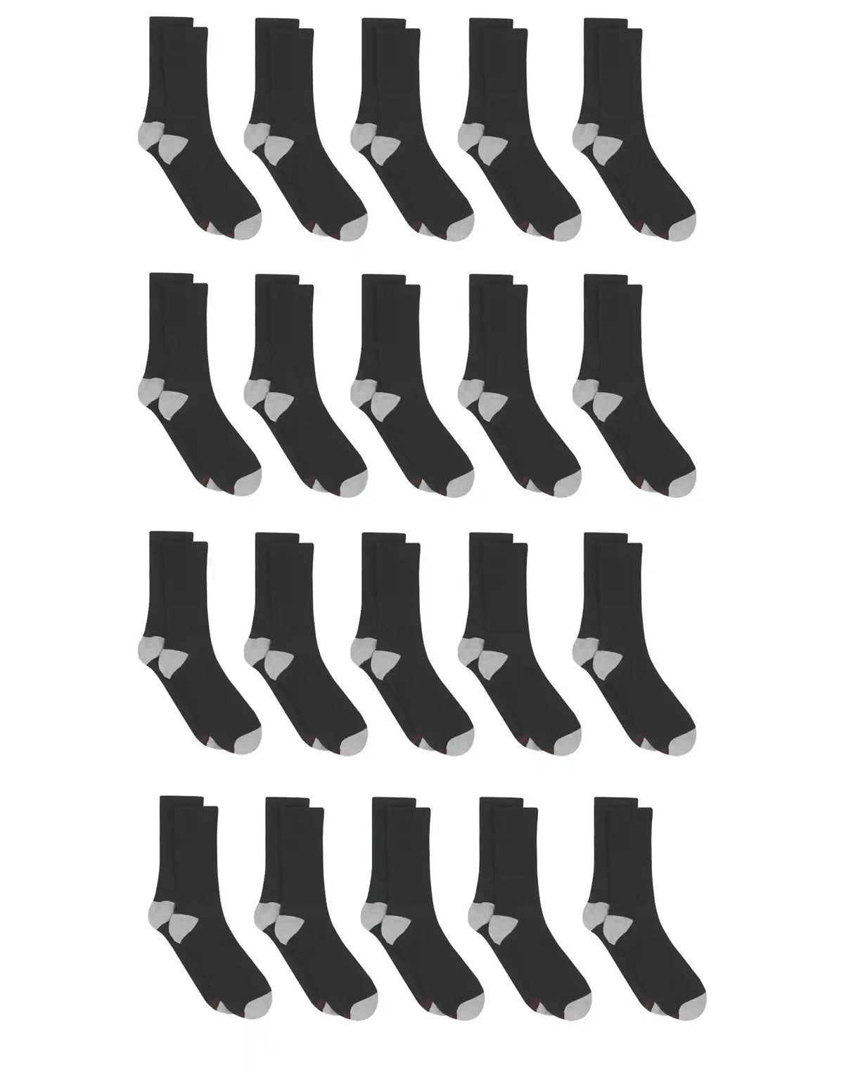 Hanes Men’s Cushioned Crew Socks Pack, 20 Pairs, Lightweight, Moisture Wicking