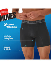 Hanes Moves Ultimate Men’s Anti-Chafe Boxer Brief Underwear, X-Temp, Assorted, 4-Pack, 6"