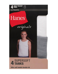 Hanes Originals Ultimate SuperSoft Girls' Tank, 4-Pack