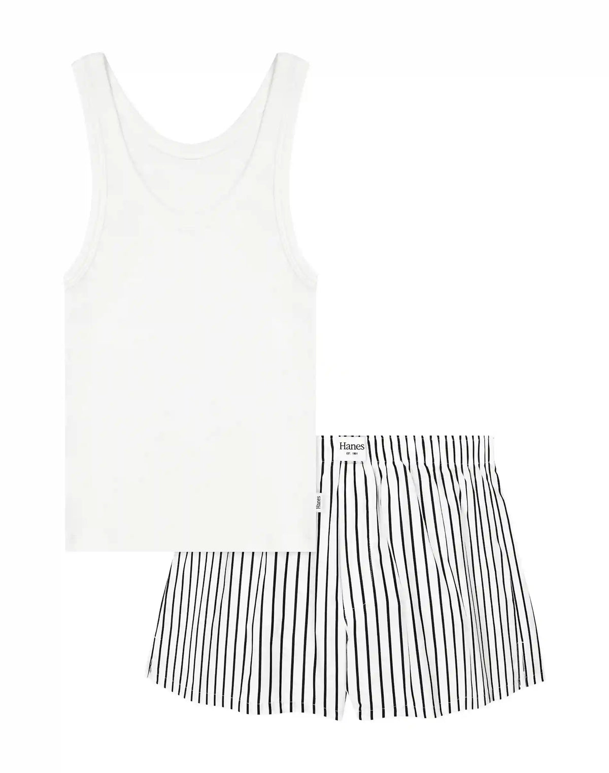 Hanes Originals Women's Comfywear Pajama Set, Sleep Top & Woven Shorts, Loungewear