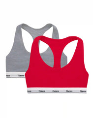Hanes Originals Racerback Bralette, Breathable Stretch Cotton, 2-Pack