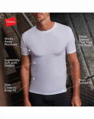 Hanes Perfect Flex Men's Tee, Black Crewneck Undershirt, 1-Pack