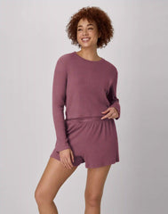 Hanes Women's Rib Crop Long Sleeve & Sleep Short Set
