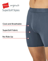 Hanes Originals Ultimate Men's SuperSoft Boxer Brief Underwear, Black, 3-Pack
