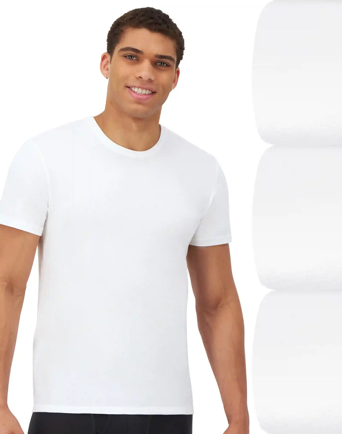 Hanes Ultimate® Men's Undershirts Crewneck Pack – 3-Pack – Comfort Fit Stretch Tees – Moisture Wicking