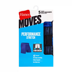 Hanes Moves Boys’ Performance Stretch Boxer Brief Underwear, Assorted Solids/Prints, 5-Pack