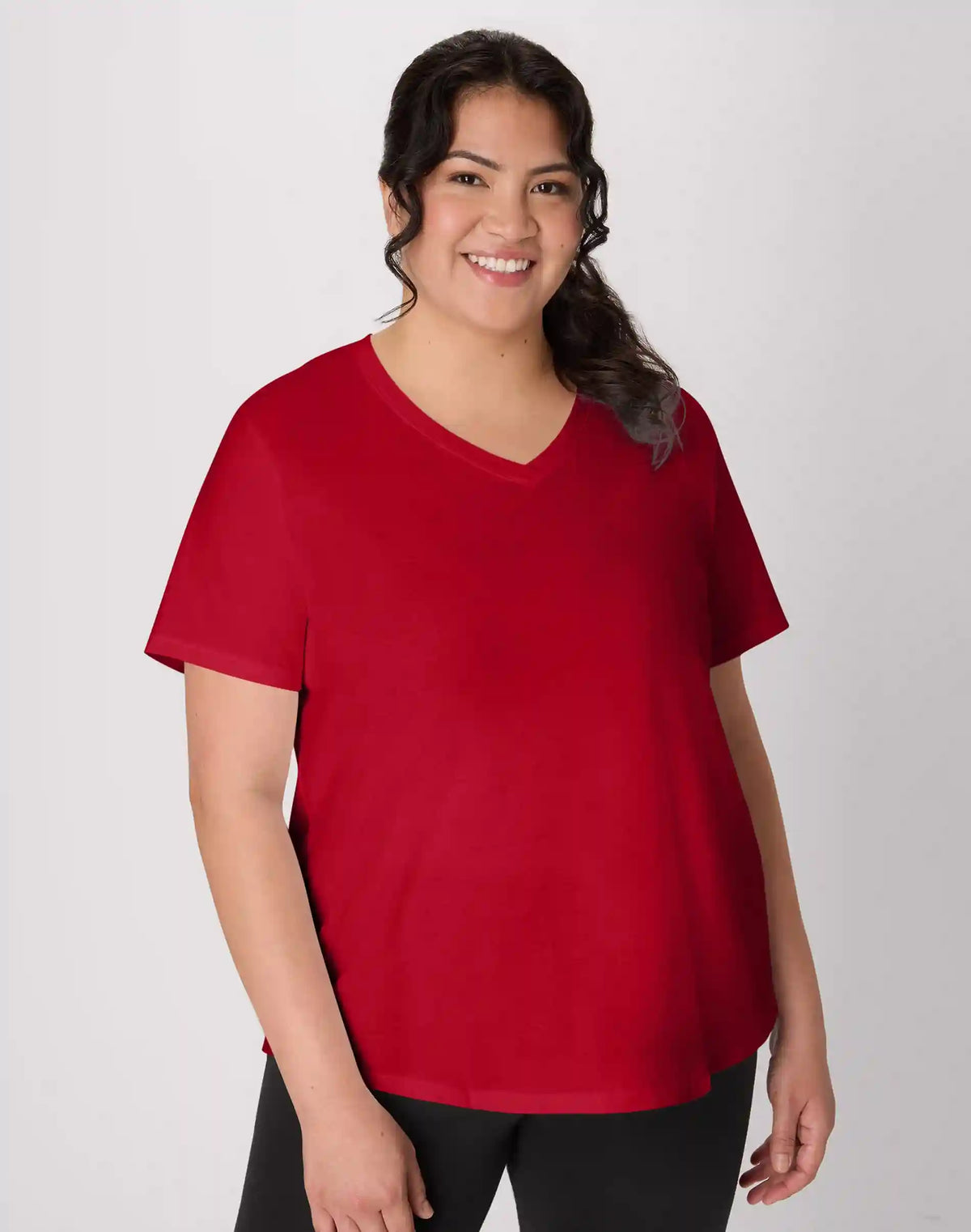 Hanes Just My Size Cotton Jersey Short Sleeve V-Neck T-Shirt (Plus Size)