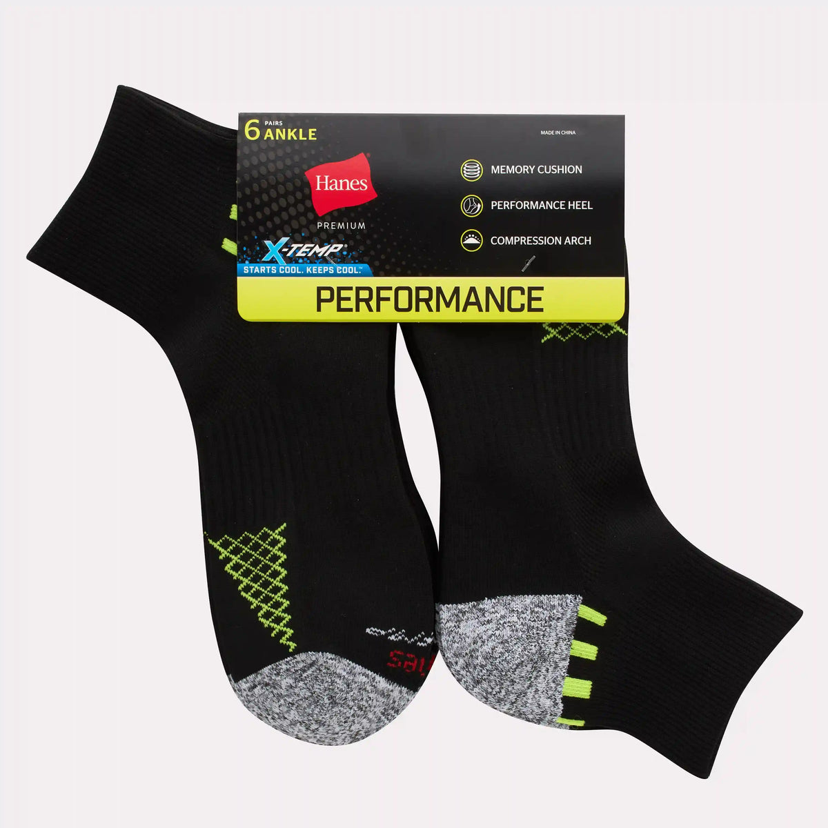 Hanes Moves Men's Ankle Socks Pack, 6-Pack, Moisture-Wicking
