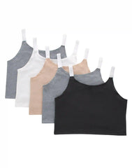 Hanes Originals Girls' Underwear Crop Cami Pack, Black & Assorted, 5-Pack