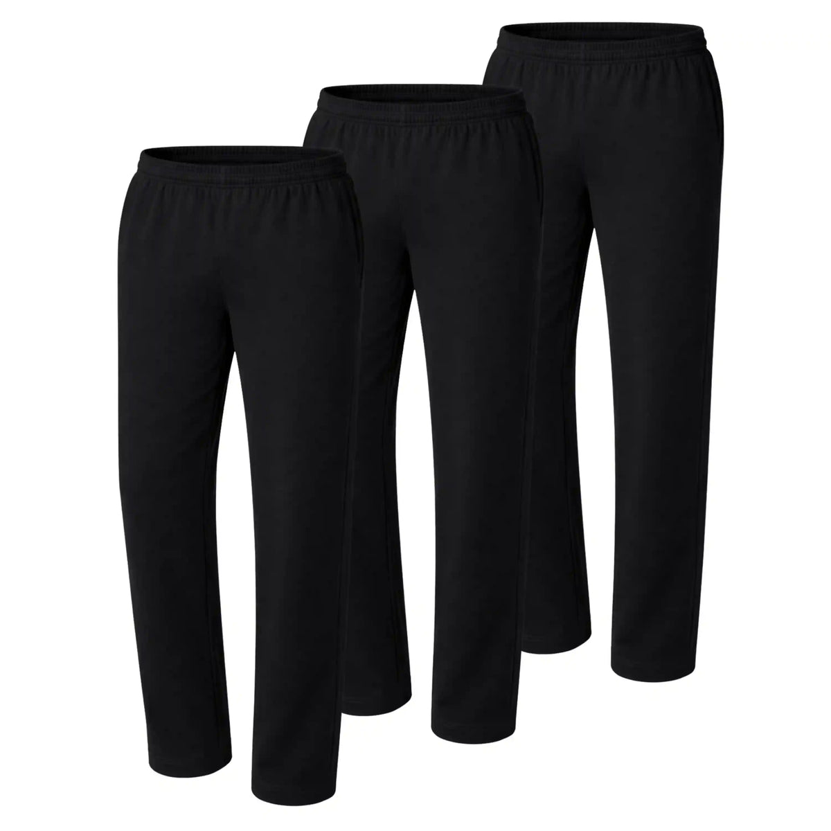 Hanes Essentials Men's Midweight Cotton Jersey Sweatpants Pack - 3-Pack - Open Bottom - Pockets - 32"