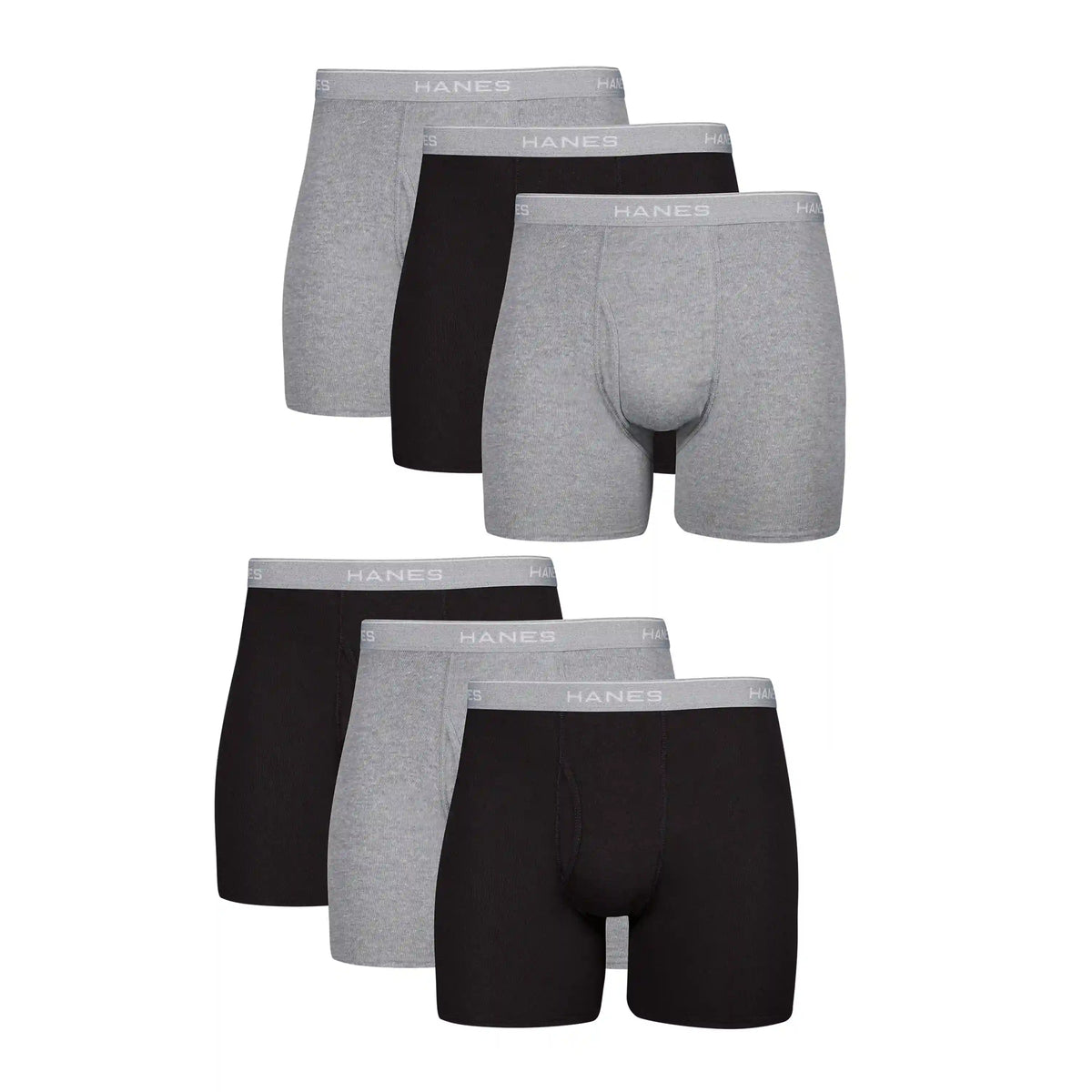 Hanes Comfort Flex Men's Cotton Boxer Brief Underwear, Moisture-Wicking, 6-Pack