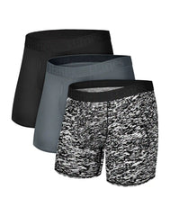 Hanes Originals Men's SuperSoft Boxer Brief Underwear, Viscose from Bamboo, Black/Grey/Print, 3-Pack