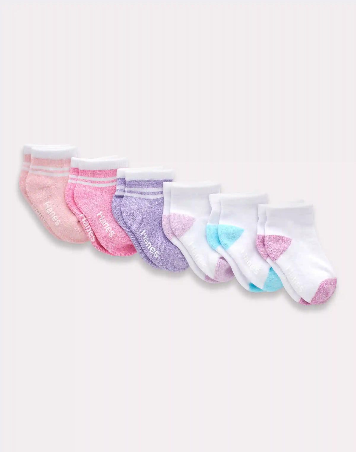Hanes Pure Comfort Infant/Toddler Girls’ Ankle Socks, Organic Cotton, 6-Pairs
