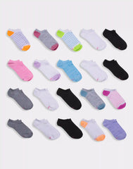 Hanes Girls' Super No Show Socks, Super Value Pack, 20-Pairs