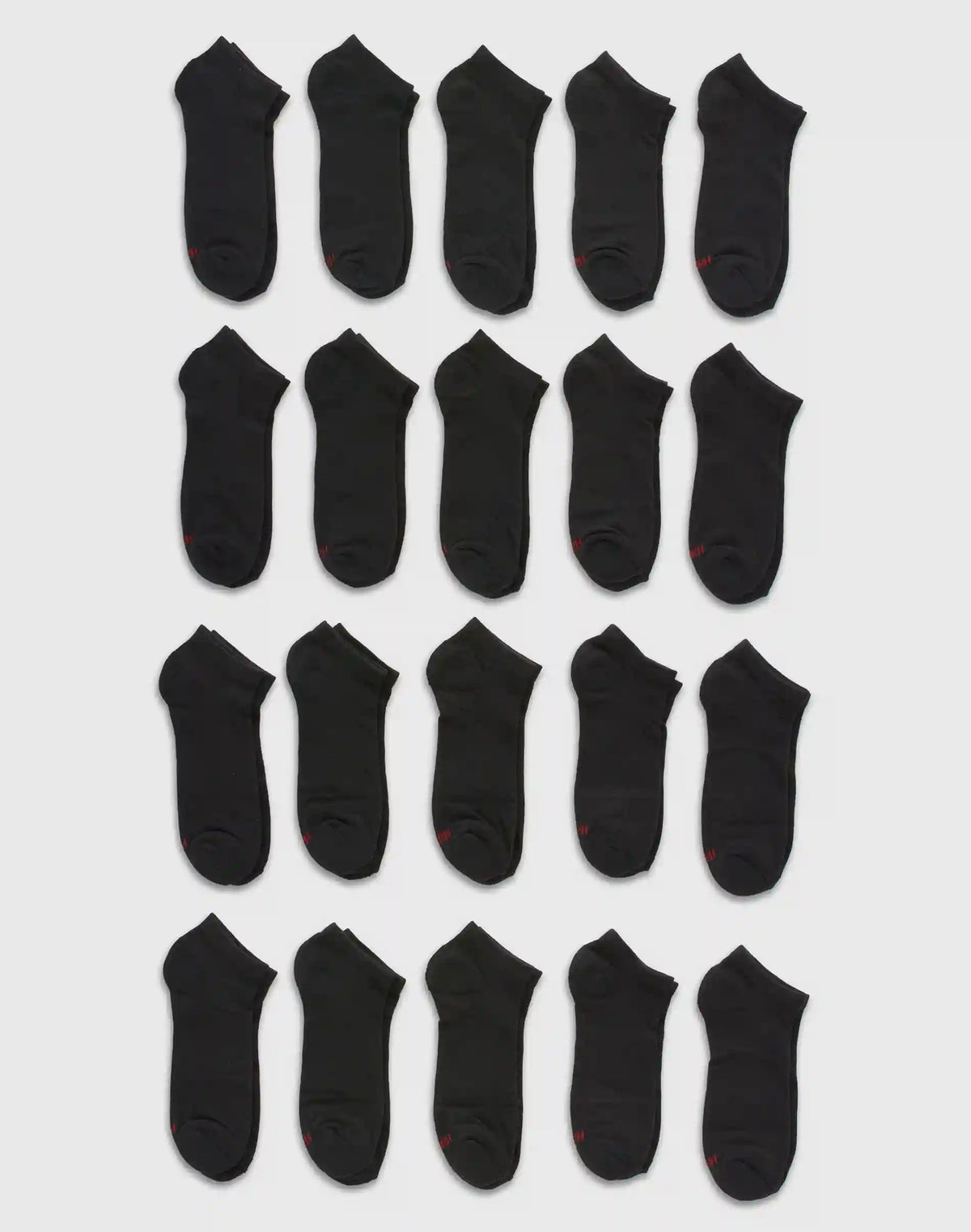 Hanes Men’s Cushioned No Show Socks Pack, 20 Pairs, Moisture Wicking