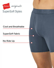 Hanes Originals Ultimate Men's SuperSoft Boxer Brief Underwear, Assorted, 3-Pack